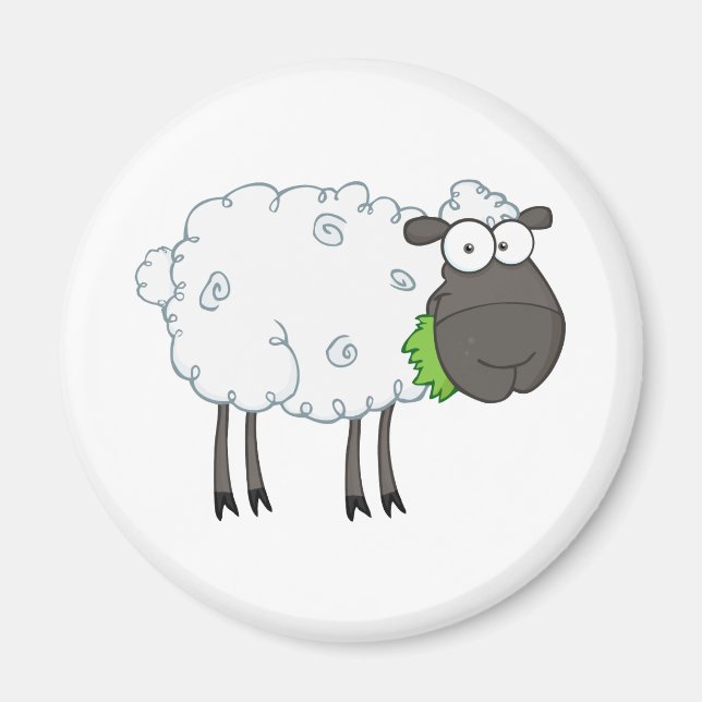 Black Sheep Cartoon Character Magnet (Front)