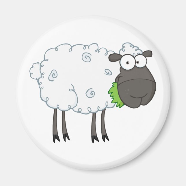 Black Sheep Cartoon Character Magnet (Front)