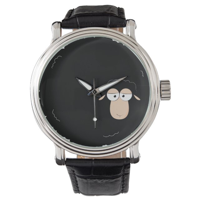Black sheep cartoon illustration watch (Front)