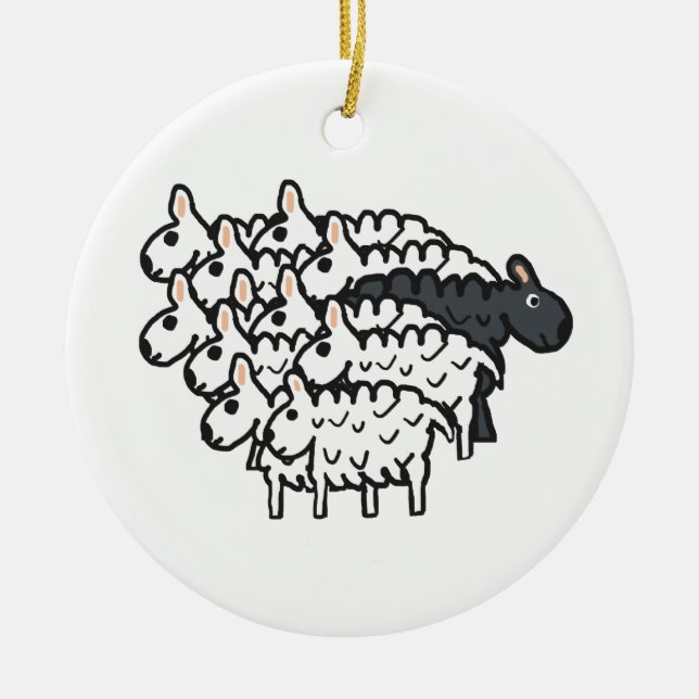 Black Sheep Ceramic Ornament (Front)