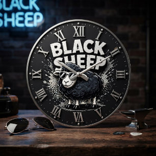 Black Sheep Funny Rustic Farmhouse Rebel Large Clock