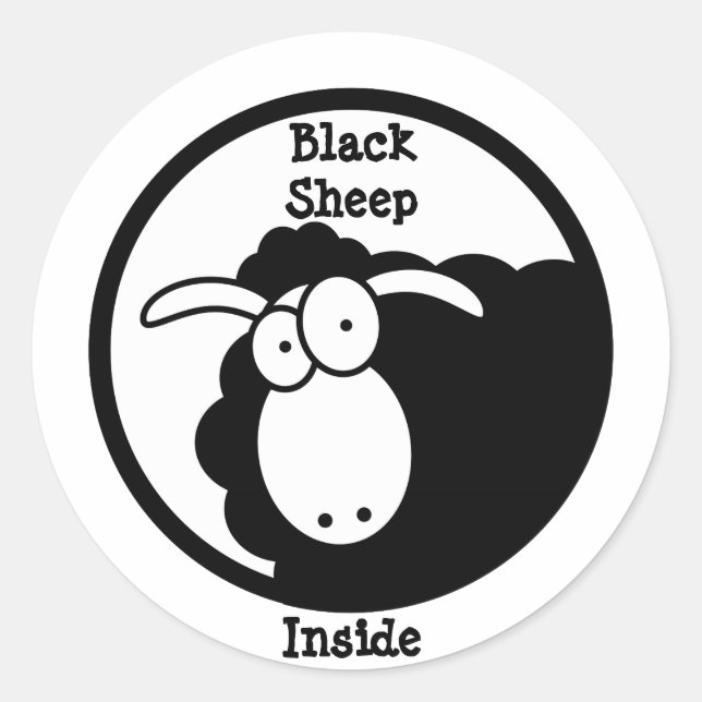 Black Sheep Inside Classic Round Sticker (Front)