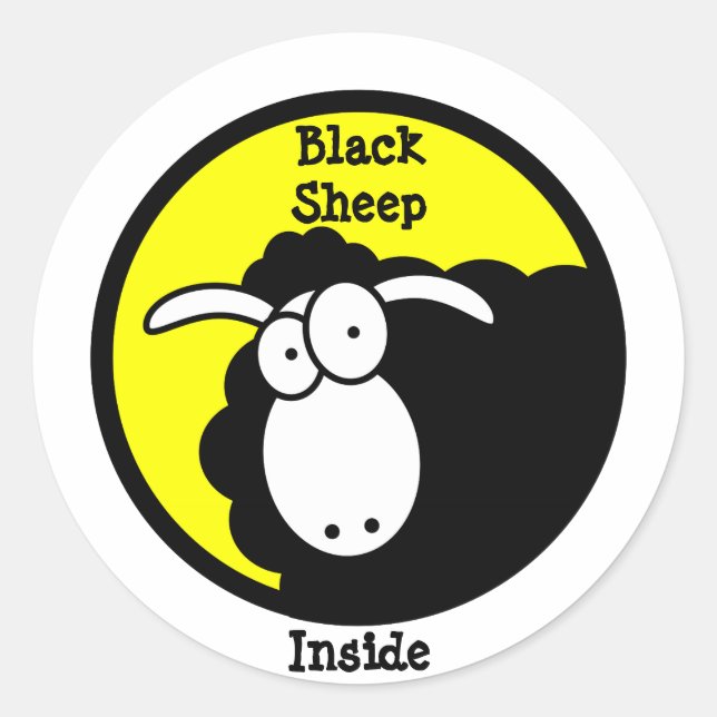 Black Sheep Inside Classic Round Sticker (Front)