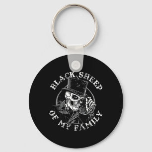 Black Sheep Of My Family Skull Hat Funny Quote Key Ring