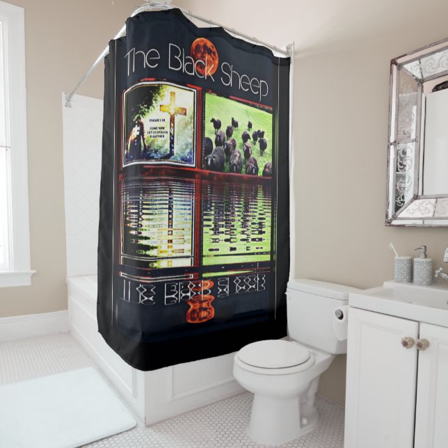 Black Sheep Shower Curtain (In Situ)