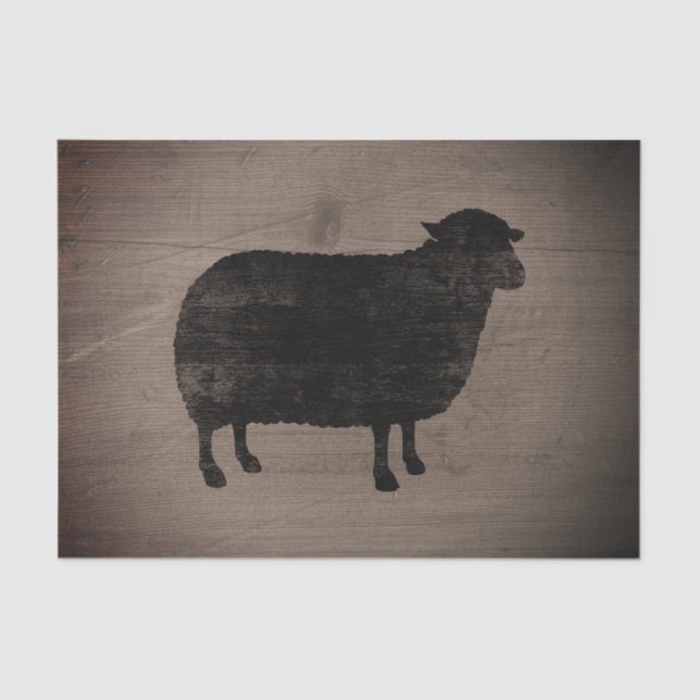 Black Sheep Silhouette Rustic Style Tissue Paper (Front)