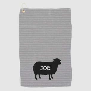 Black Sheep Silhouette with Custom Text Golf Towel