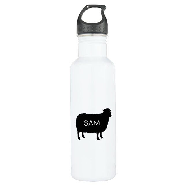 Black Sheep Silhouette with Your Text 710 Ml Water Bottle (Front)