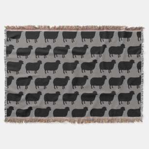 Black Sheep Silhouettes Pattern Throw Blanket