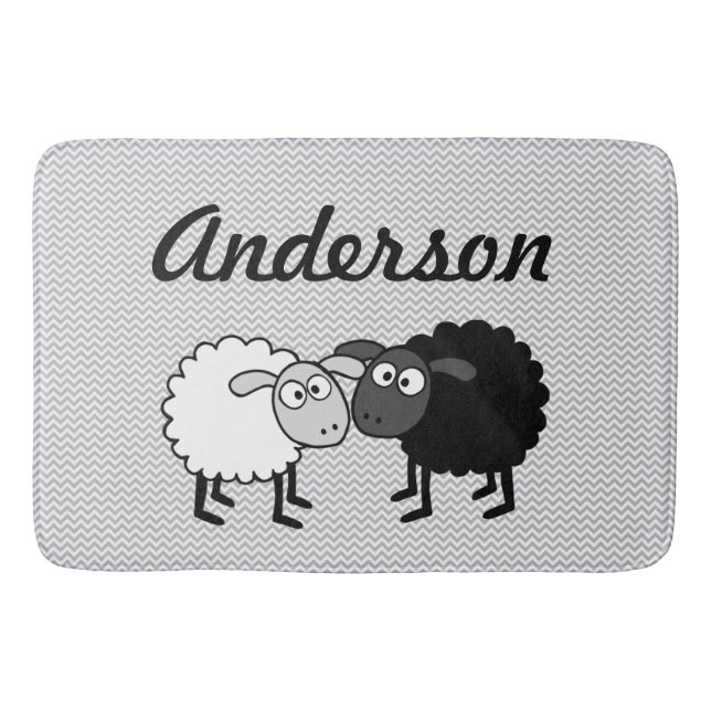 Black Sheep White Sheep Large Bath Mat (Front)