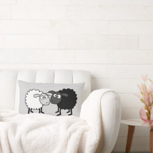 Black Sheep White Sheep Throw Pillow