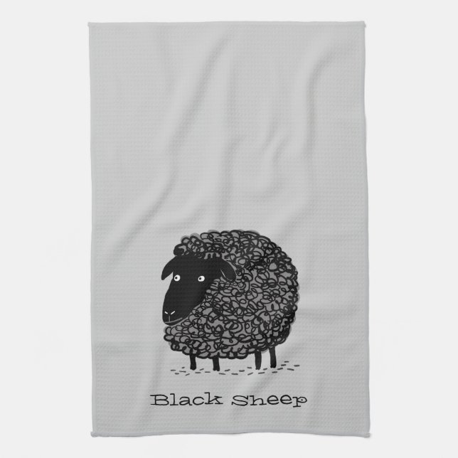 Black Sheep with Custom Text Tea Towel (Vertical)