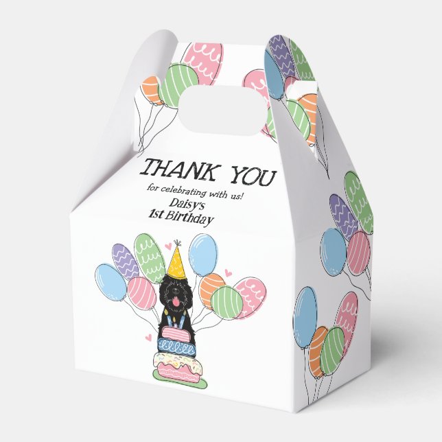 Black Sheepadoodle Birthday Thank You Favour Box (Front Side)