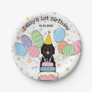 Black Sheepadoodle Dog Birthday Paper Plate