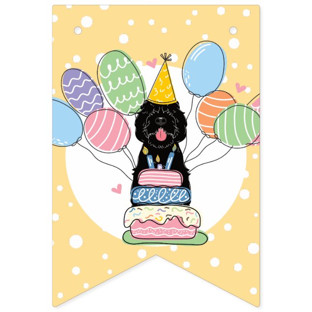 Black Sheepadoodle Dog Birthday Party Bunting (Seventh Flag)