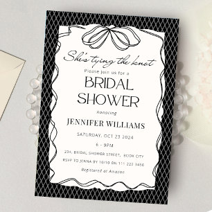 Black She's Tying the Knot Lace Bridal Shower  Invitation