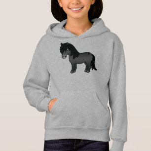 Black Shetland Pony Cute Cartoon Illustration