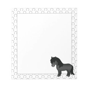 Black Shetland Pony Cute Cartoon Illustration Notepad