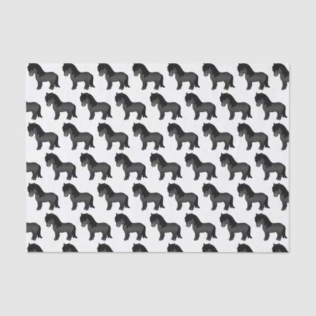 Black Shetland Pony Cute Cartoon Pony Pattern Tissue Paper (Front)