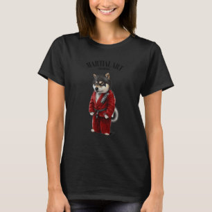 Black Shiba Dog Judo Karate Master In Red Judogi T-Shirt