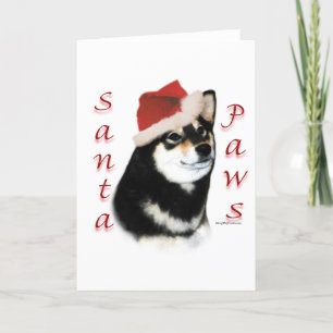 Black Shiba Inu Santa Paws Holiday Card