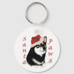 Black Shiba Inu Santa Paws Keychain