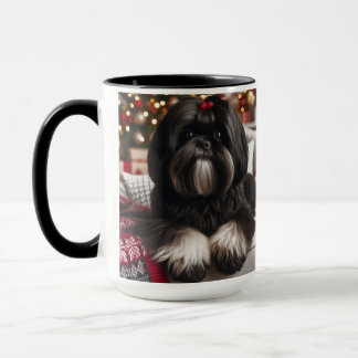 Black Shih Tzu Christmas Coffee Mug Cup