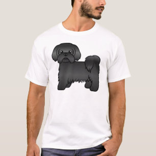 Black Shih Tzu Cute Cartoon Dog Illustration T-Shirt