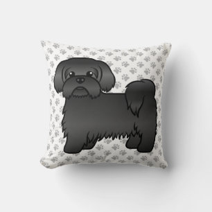 Black Shih Tzu Cute Cartoon Dog & Paws Cushion