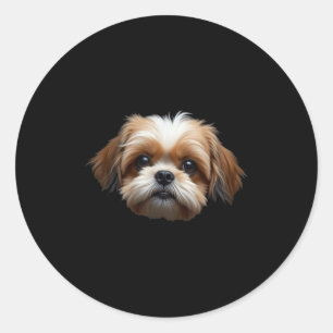 Black Shih Tzu Dog Shih Tzu Face Classic Round Sticker