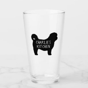 Black Shih Tzu Dog Silhouette Personalised Glass