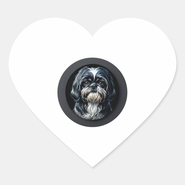 black shih tzu heart sticker (Front)