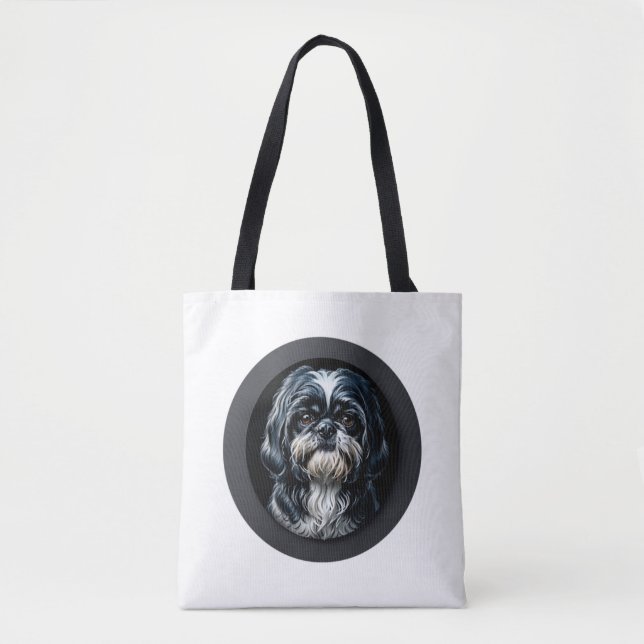 black shih tzu tote bag (Front)