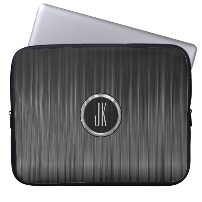 Black Shiny Carbon Fibre Texture Laptop Sleeve (Front)