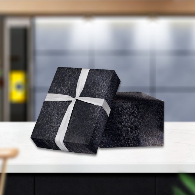 Black Shiny Faux Leather Wrapping Paper (Creator Uploaded)