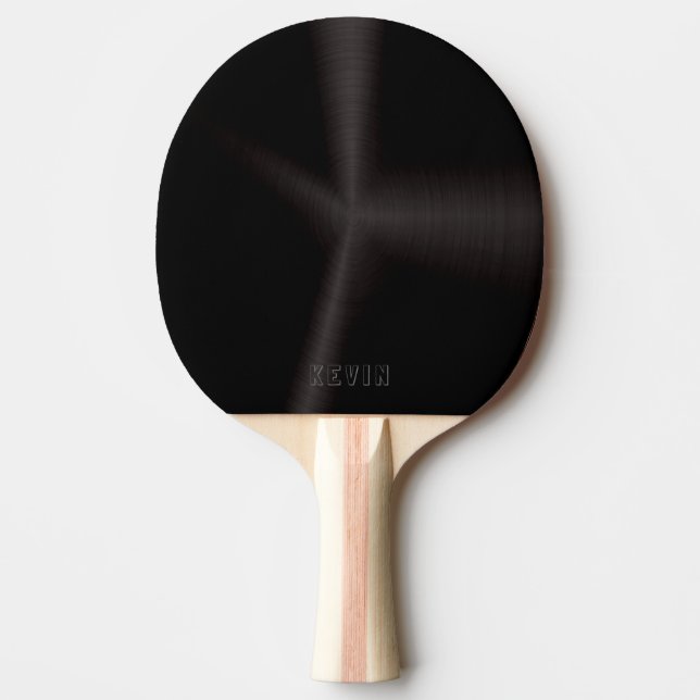 Black shiny faux metallic background ping pong paddle (Front)