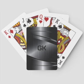 Black Shiny Metallic Brushed Aluminium Look Playing Cards