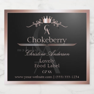 Black Shiny Product Label Rose Gold Frame Monogram