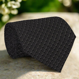 Black Shiny Square Shape Elegant Fabric Texture Tie