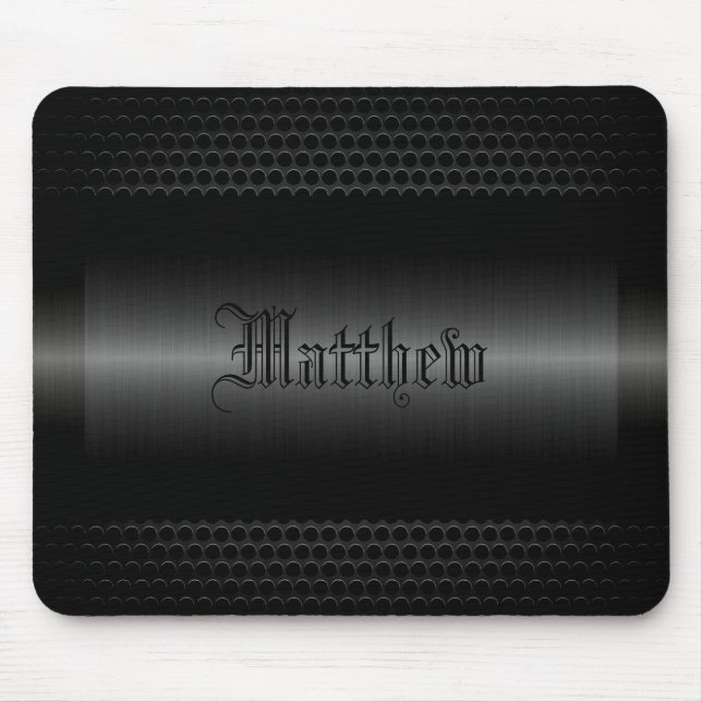 Black Shiny Stainless Steel Metal Look Mouse Pad (Front)