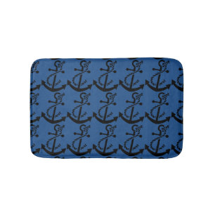 Black Ship's Anchor Marine-themed Nautical Design Bath Mat