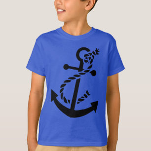 Black Ship's Anchor Nautical Marine Themed T-Shirt