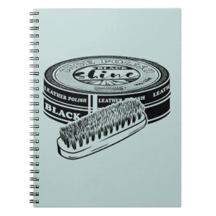 Black shoe polish tin notebook