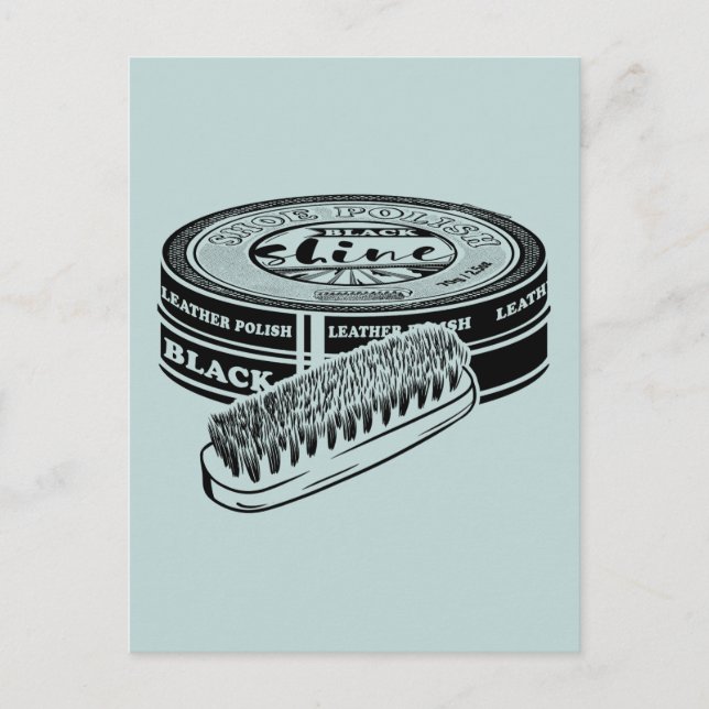 Black shoe polish tin postcard (Front)
