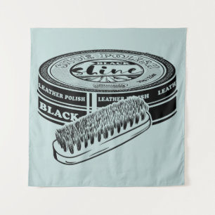 Black shoe polish tin tapestry