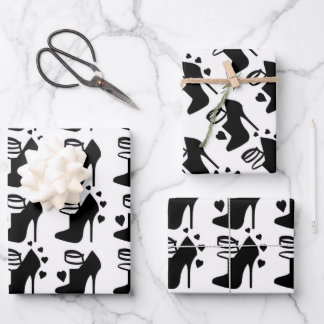 Black Shoe Wrapping Paper Flat Sheet Set of 3