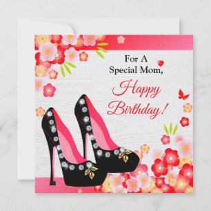 Black Shoes With Diamond & Gold Mother Birthday Card