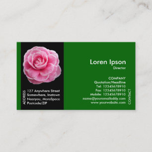 Black Side Band Flower - Pink Camellia - Green Business Card