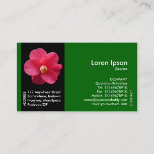 Black Side Band Flower - Red Camellia II - Green Business Card