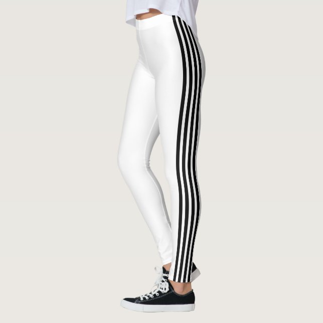 Black Side Stripe White Leggings Custom Colours (Left)